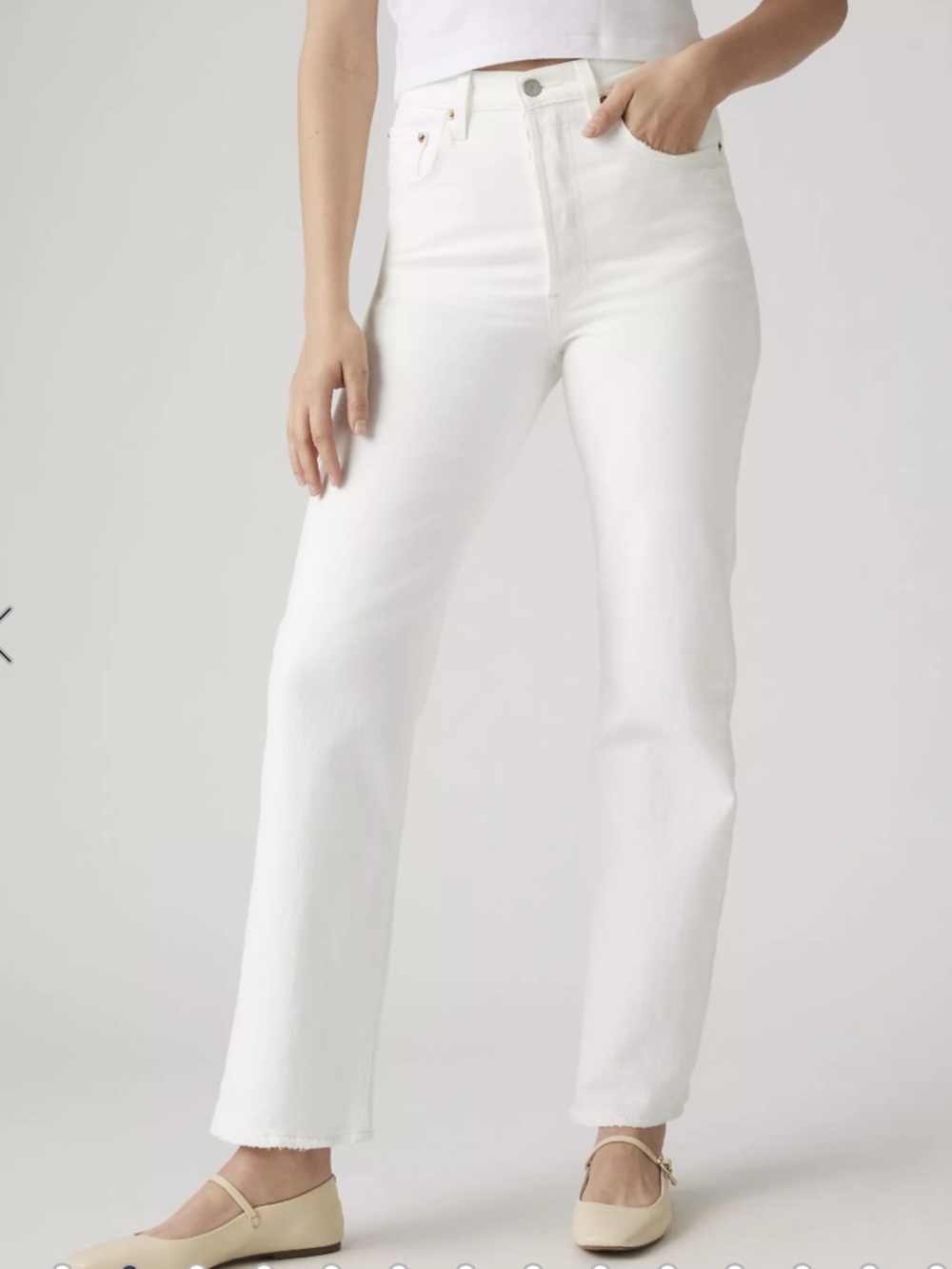 Levi's White Ribcage Straight Ankle Jeans